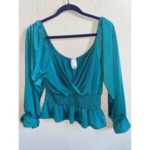 Danesi crop Blouse baby doll balloon Empire Waist XL Sexy Satin Elegant fairy